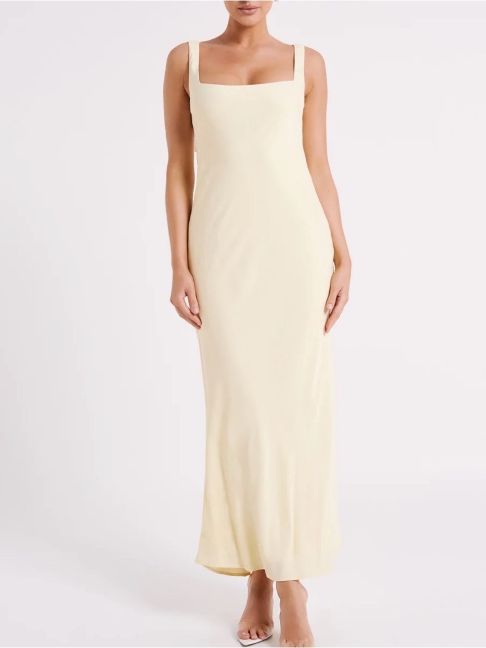 Meshki Ensley Satin Maxi Dress - Light Yellow XS NWT